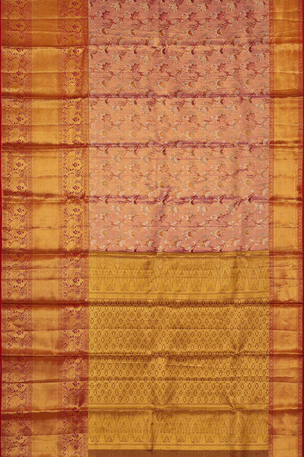Image of Kanchipattu Pink Tissue Brocade Saree